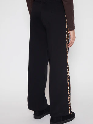 Pantalón Buzo Wide Leg Leopard Lola Negro Familyshop