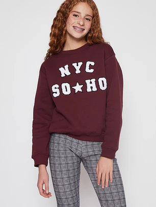 Polerón Chenille Varsity Lola Burdeo Familyshop