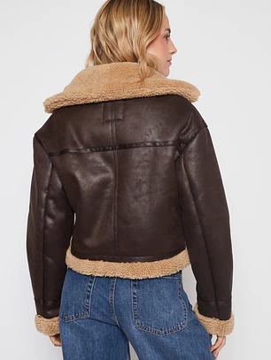 Chaqueta Aviadora Cordero Mujer Café Familyshop