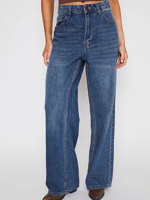 Jeans Wide Leg Mujer Azul Familyshop