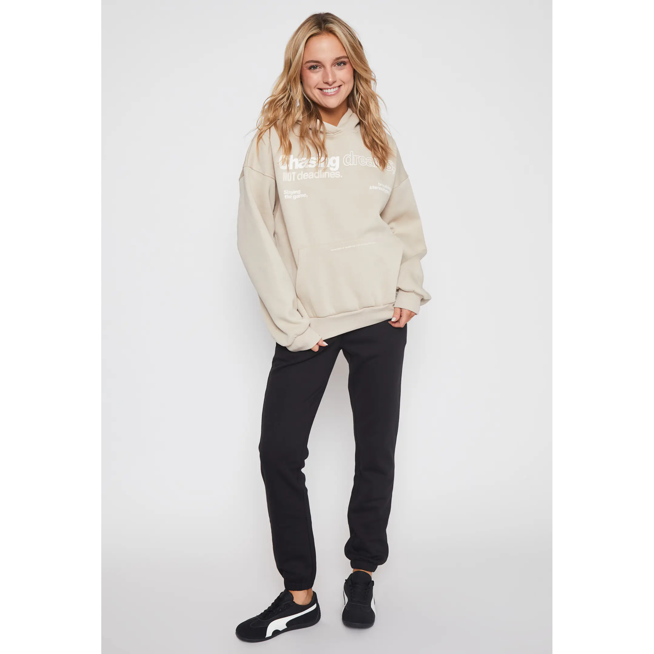 Polerón Hoodie Mujer Beige Familyshop 4