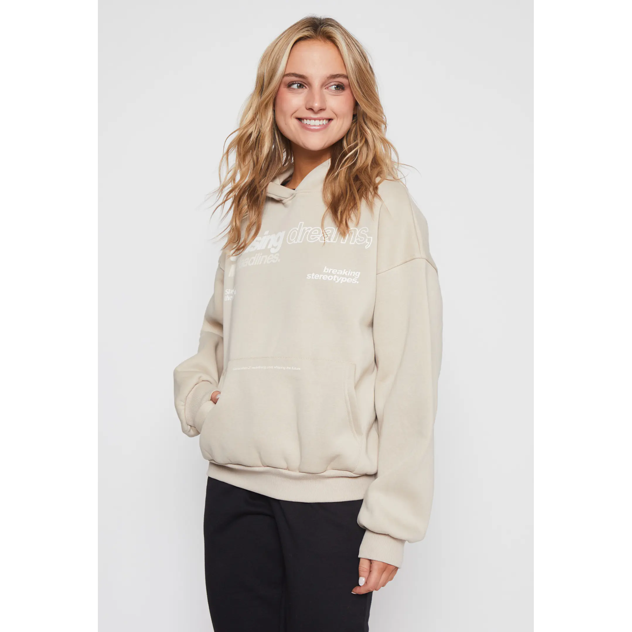 Polerón Hoodie Mujer Beige Familyshop 1