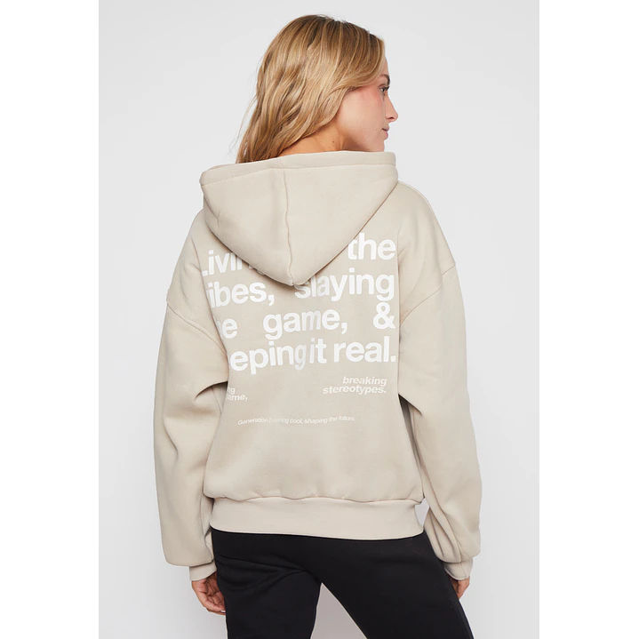 Polerón Hoodie Mujer Beige Familyshop 2