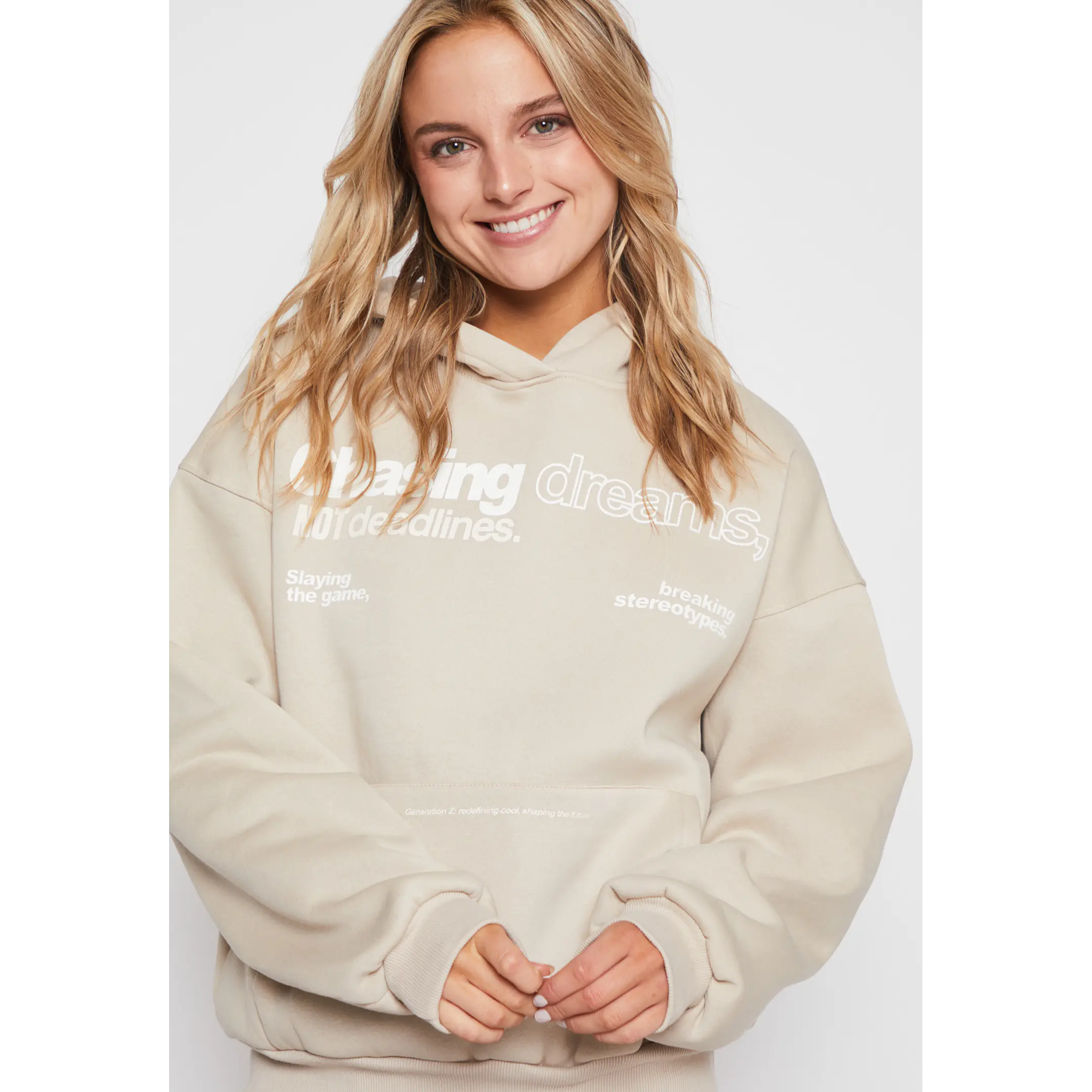 Polerón Hoodie Mujer Beige Familyshop 3