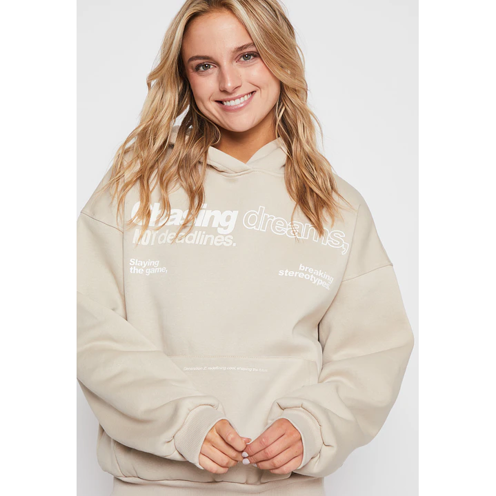 Polerón Hoodie Mujer Beige Familyshop 3