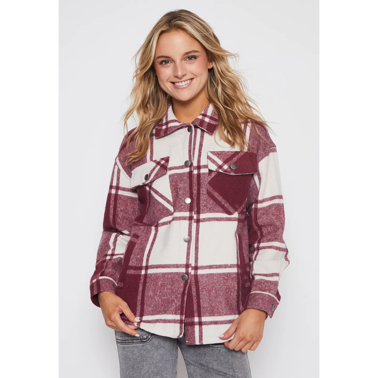 Sobrecamisa Escocesa Mujer Burdeo Familyshop 1