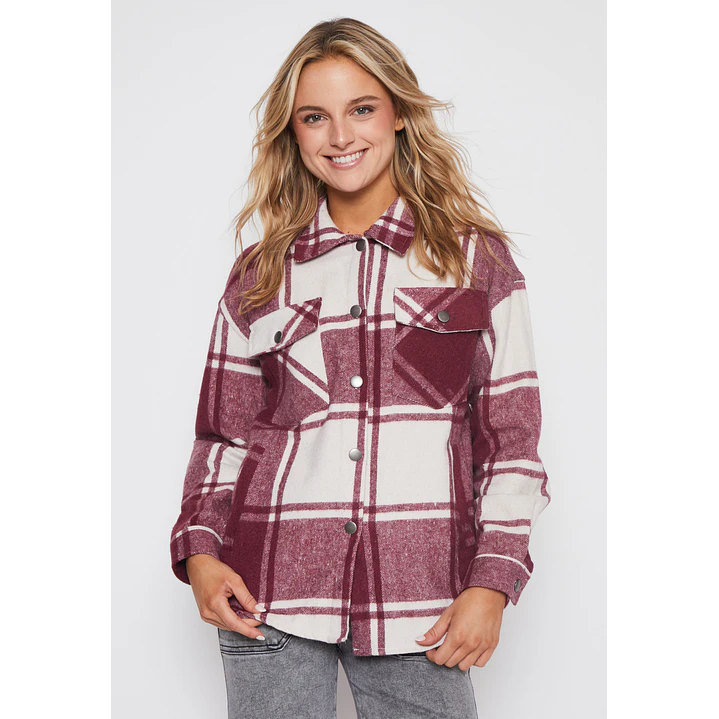 Sobrecamisa Escocesa Mujer Burdeo Familyshop 1