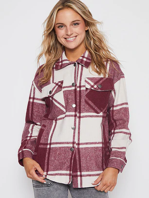 Sobrecamisa Escocesa Mujer Burdeo Familyshop