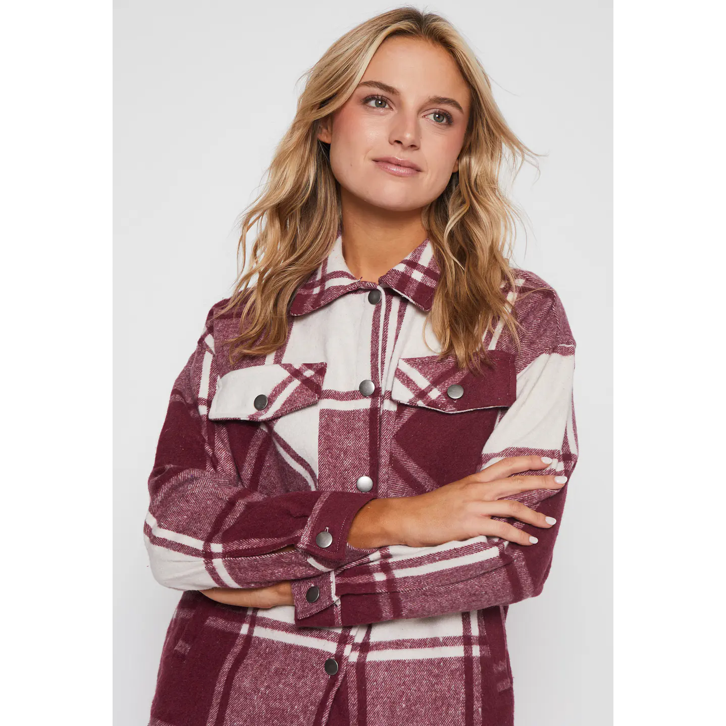 Sobrecamisa Escocesa Mujer Burdeo Familyshop 3