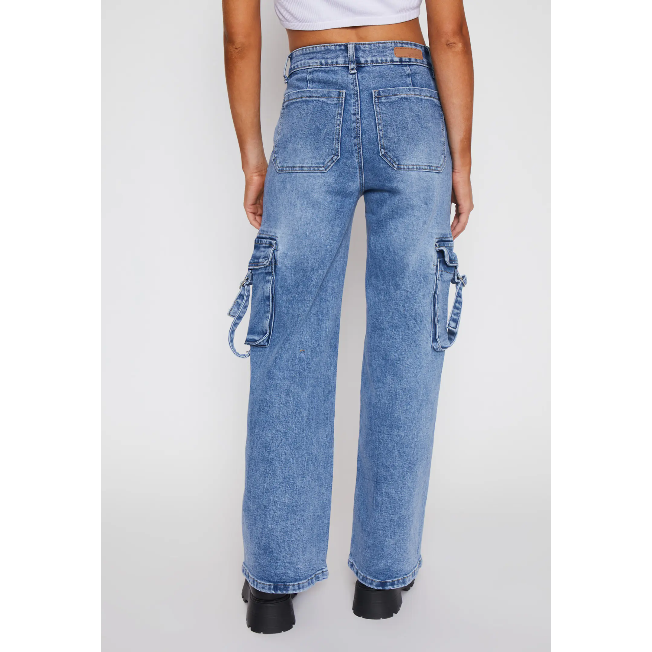 Jeans Wide Leg Cargo Mujer Azul Familyshop 2