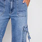 Jeans Wide Leg Cargo Mujer Azul Familyshop - Miniatura 3