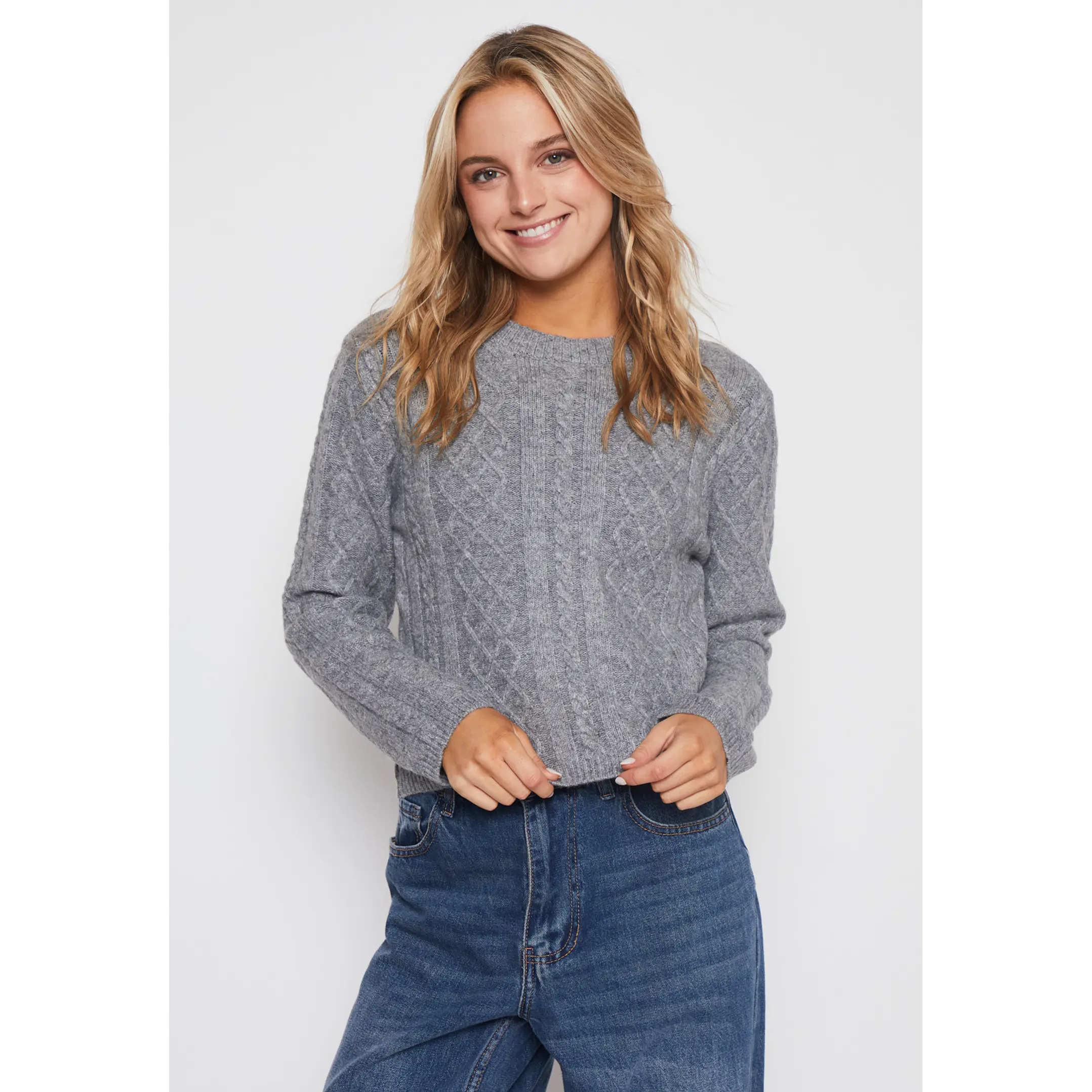 Sweater Trenzas Mujer Gris Familyshop 1