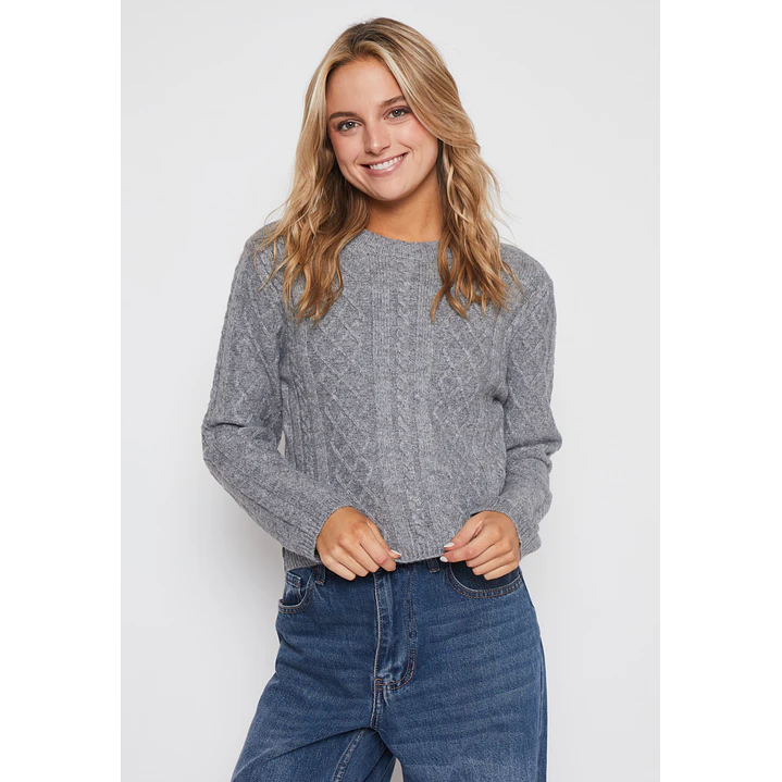 Sweater Trenzas Mujer Gris Familyshop 1