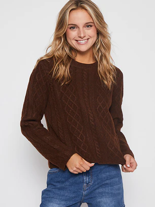 Sweater Trenza Mujer Burdeo Familyshop