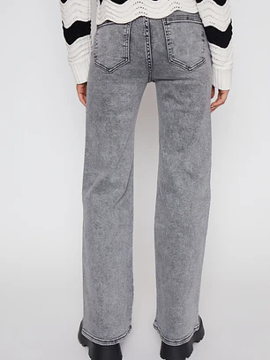 Jeans Wide Leg Bolsillo Mujer Gris Familyshop