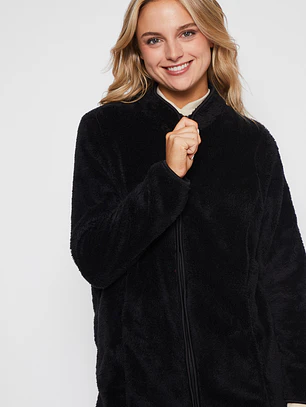 Polar Peludo Cierre Mujer Negro Familyshop