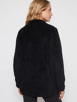 Polar Peludo Cierre Mujer Negro Familyshop