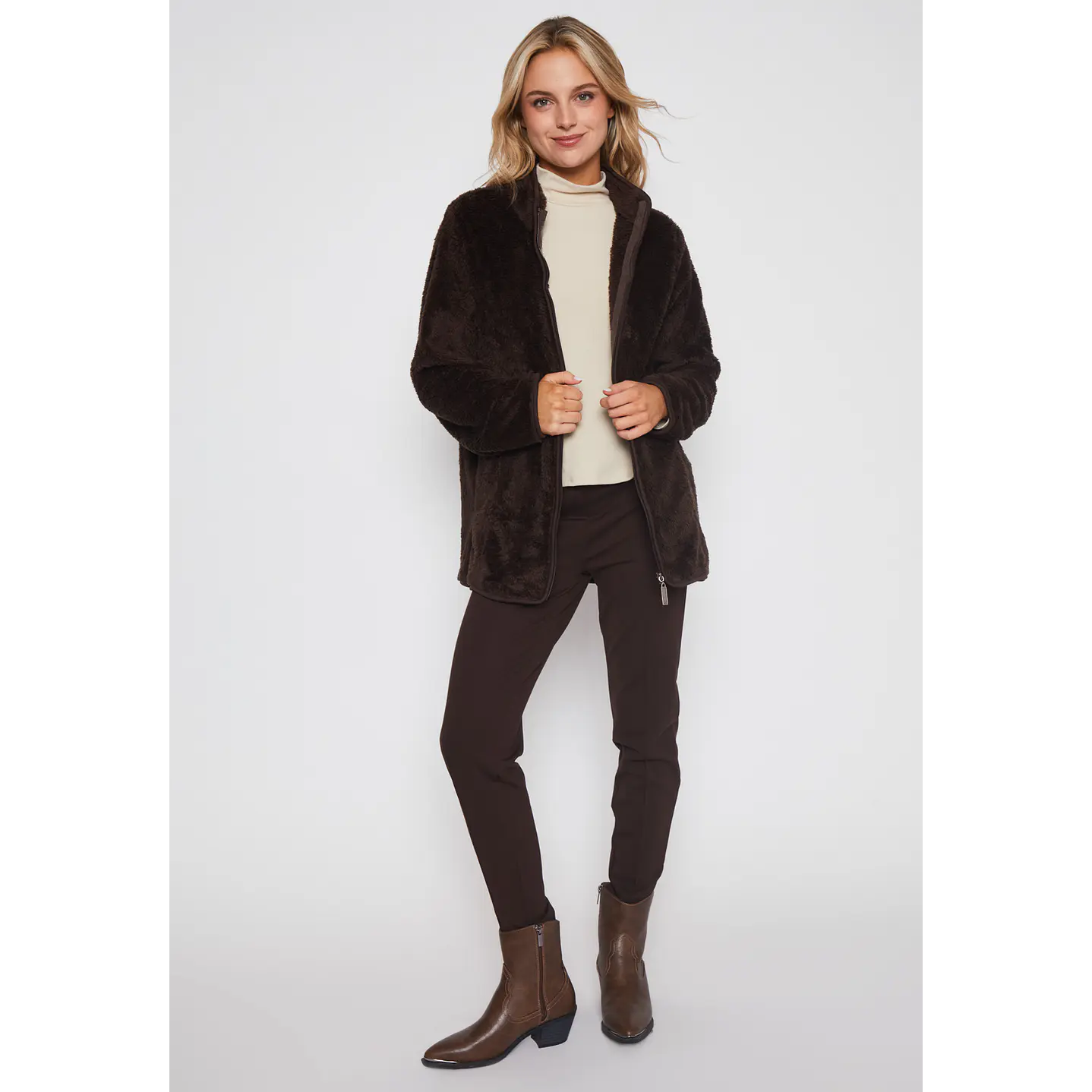 Polar Peludo Chic Mujer Café Familyshop 4