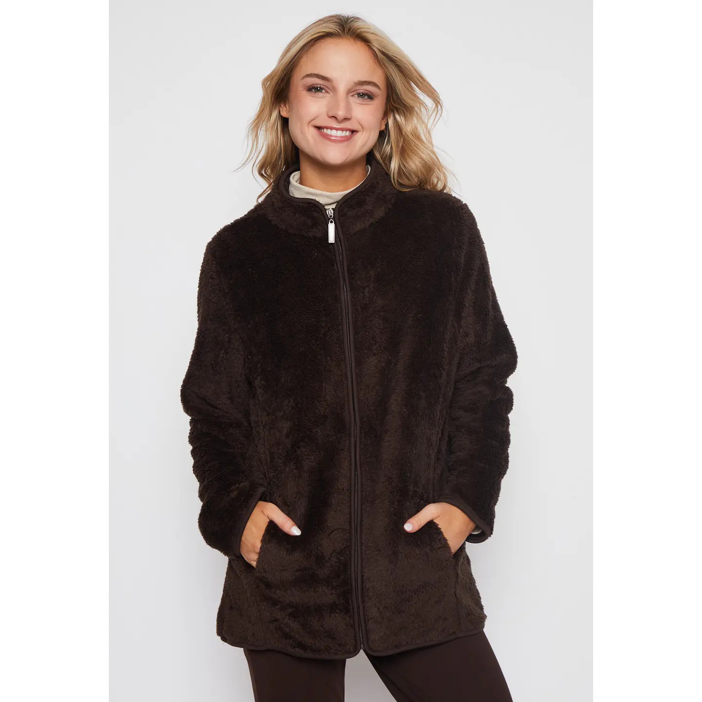 Polar Peludo Chic Mujer Café Familyshop 1