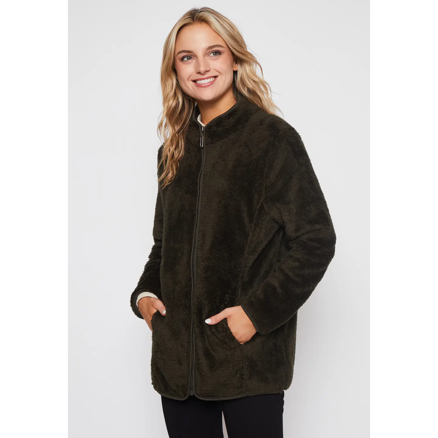 Polar Peludo Cierre Mujer Verde Familyshop 1