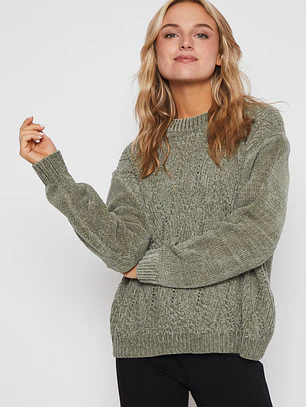 Sweater Chenille Chic Mujer Verde Familyshop