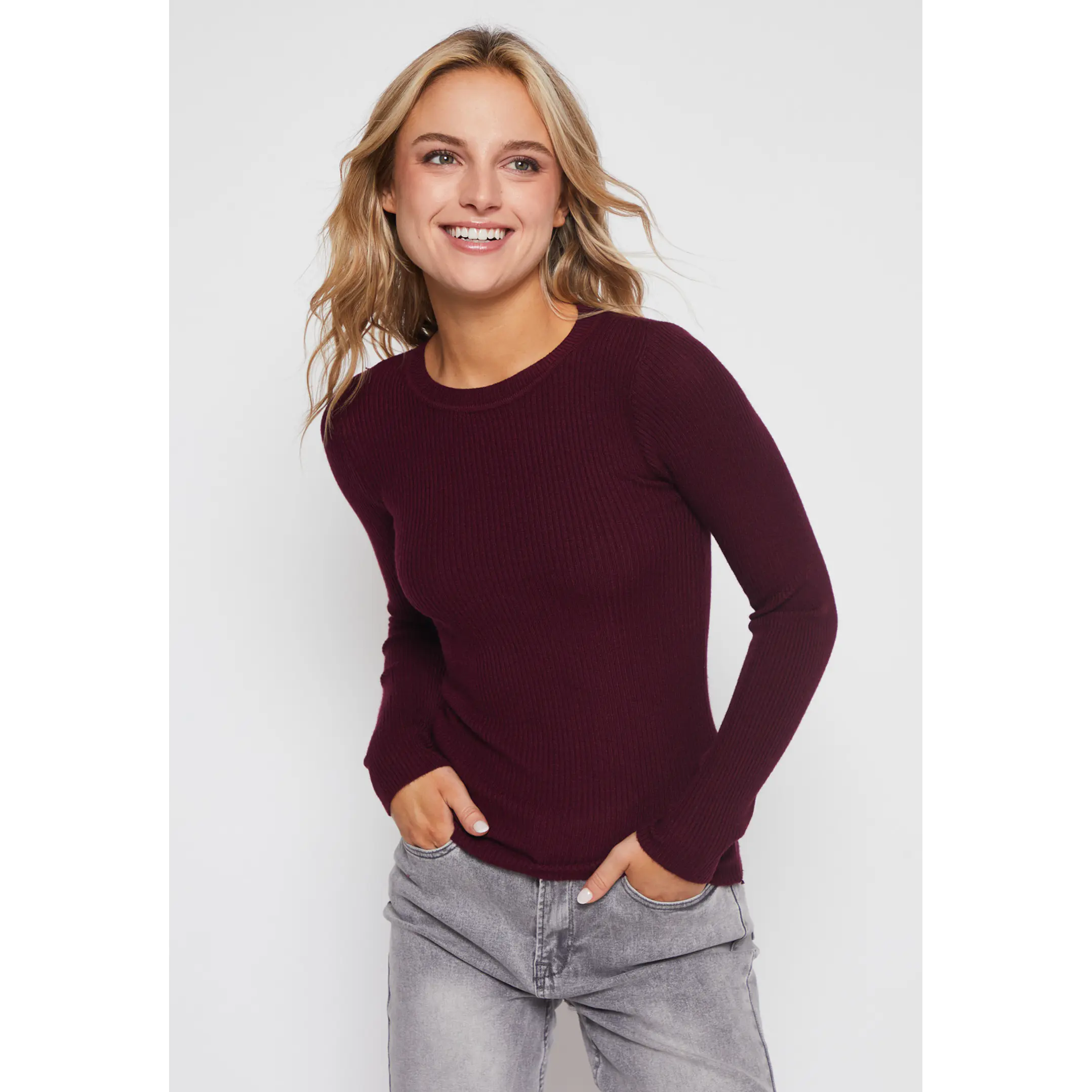 Sweater Abierto Mujer Burdeo Familyshop 1