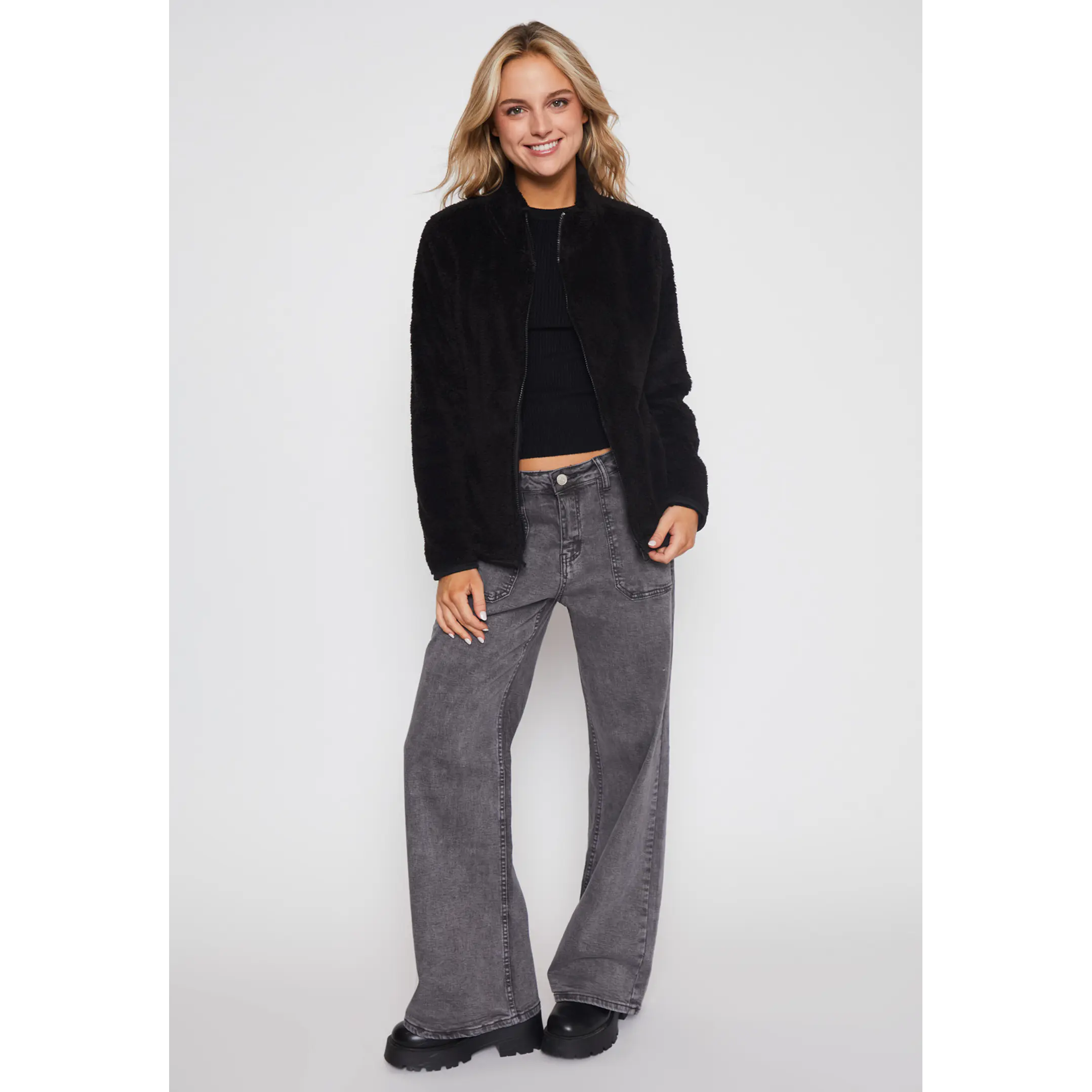 Polar Peludo Alto Mujer Negro Familyshop 4