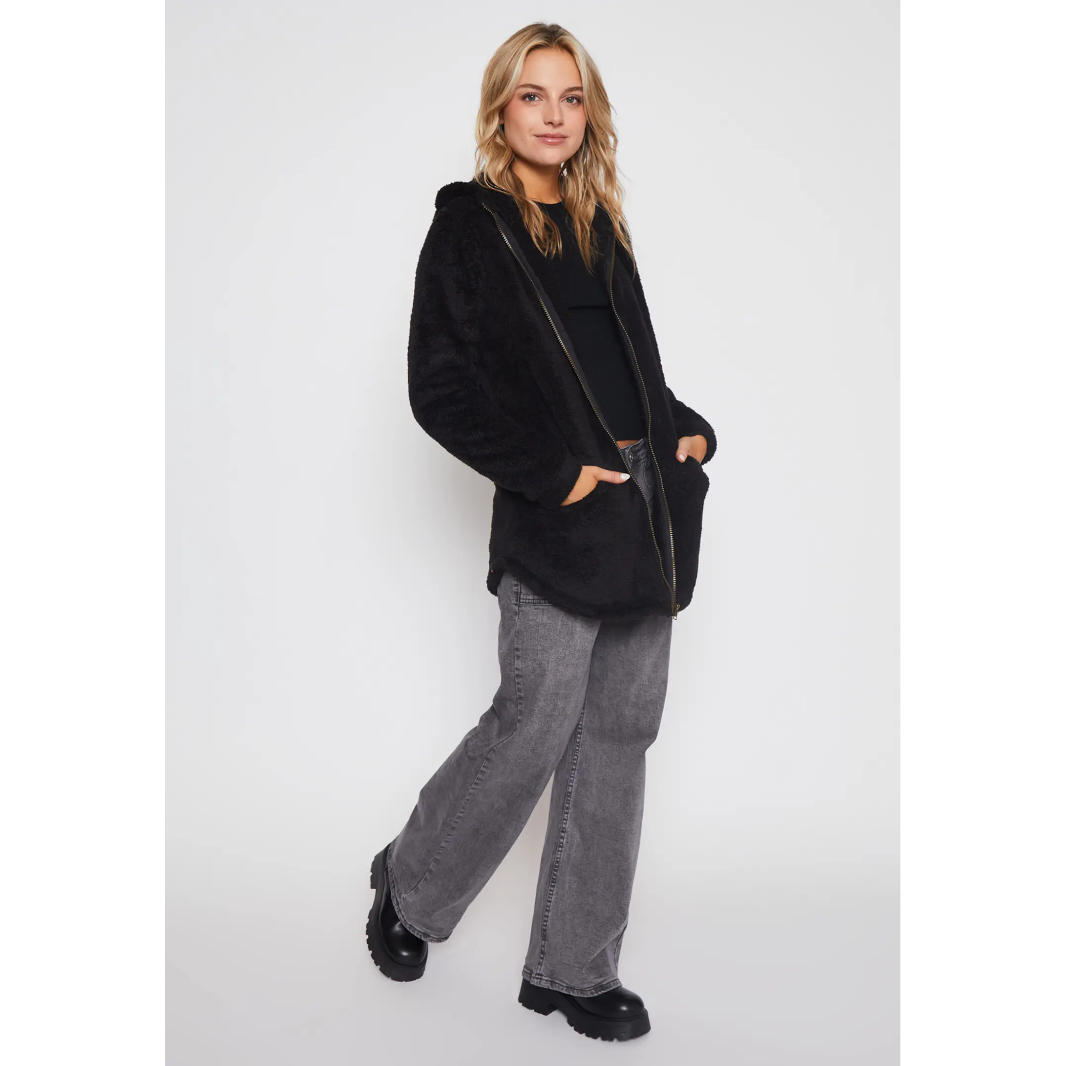 Polar Peludo Gorro Mujer Negro Familyshop 4