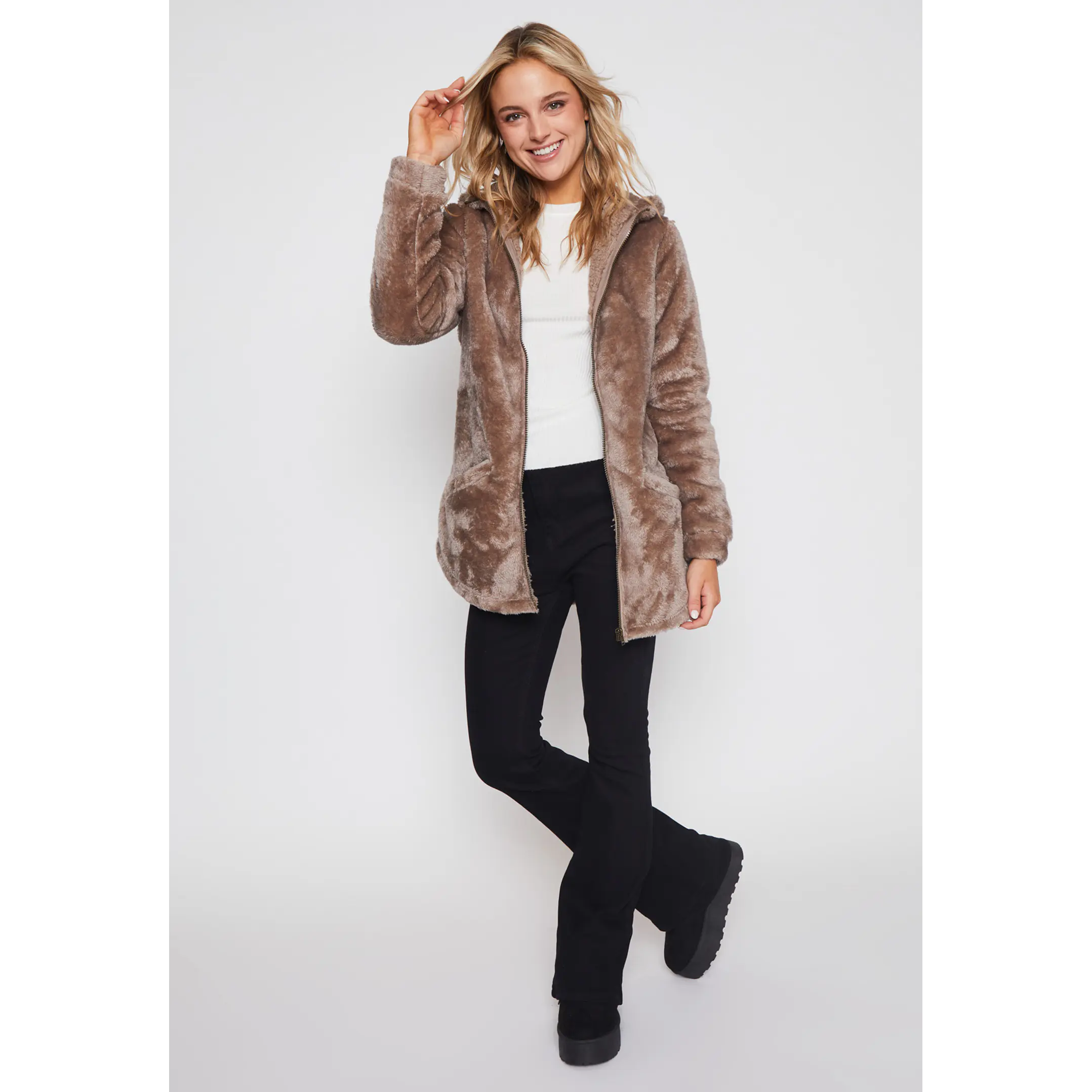 Polar Peludo Gorro Mujer Beige Familyshop 4