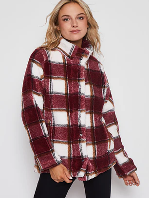 Chaqueta Cuadrado Mujer Burdeo Familyshop