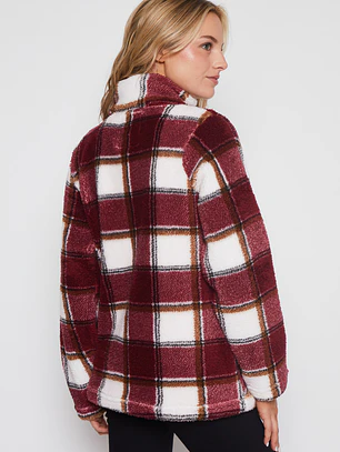 Chaqueta Cuadrado Mujer Burdeo Familyshop