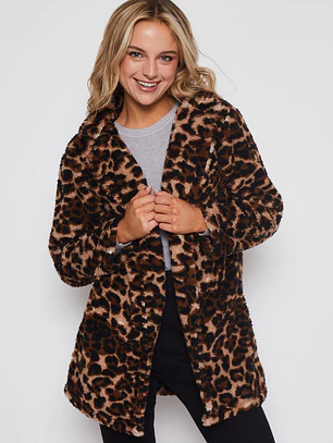 Chaqueta Peludo Mujer Café Familyshop