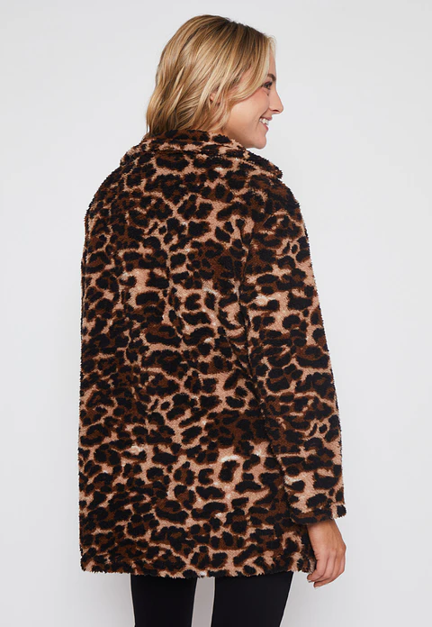 Chaqueta Peludo Mujer Café Familyshop