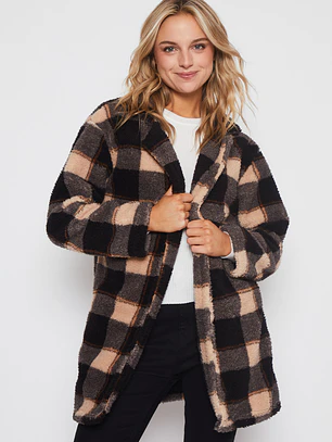 Chaqueta Peludo Mujer Negro Familyshop