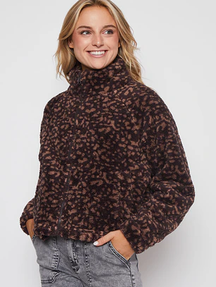 Polar Peludo Print Mujer Café Familyshop