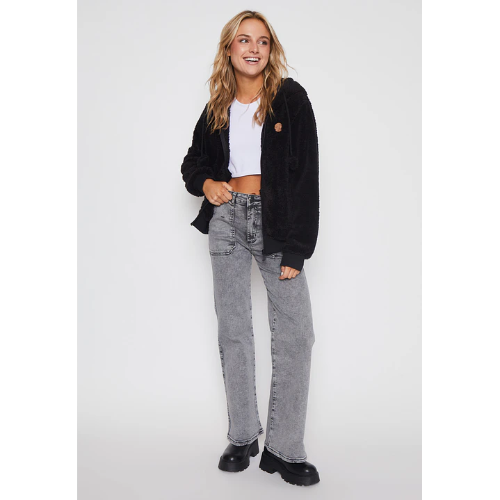 Polar Peludo Pompones Mujer Negro Familyshop 4
