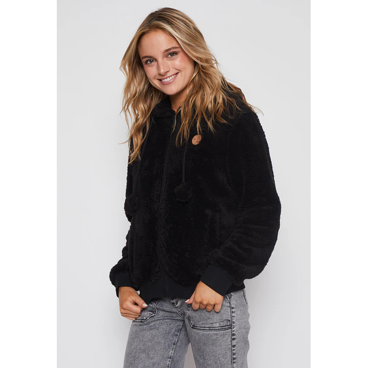 Polar Peludo Pompones Mujer Negro Familyshop 1