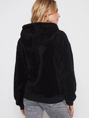 Polar Peludo Pompones Mujer Negro Familyshop