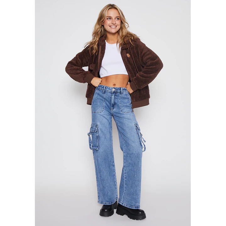 Polar Peludo Pompones Mujer Café Familyshop 4
