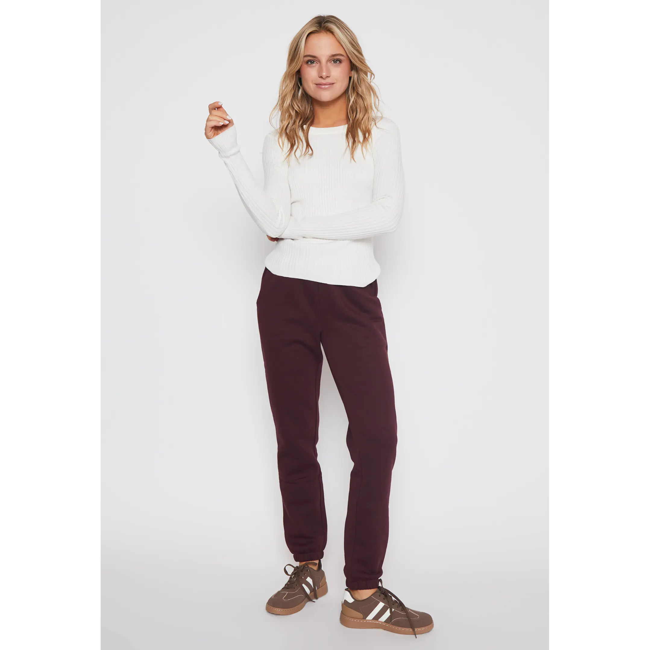 Pantalón Buzo Basic Puño Mujer Burdeo Familyshop 4