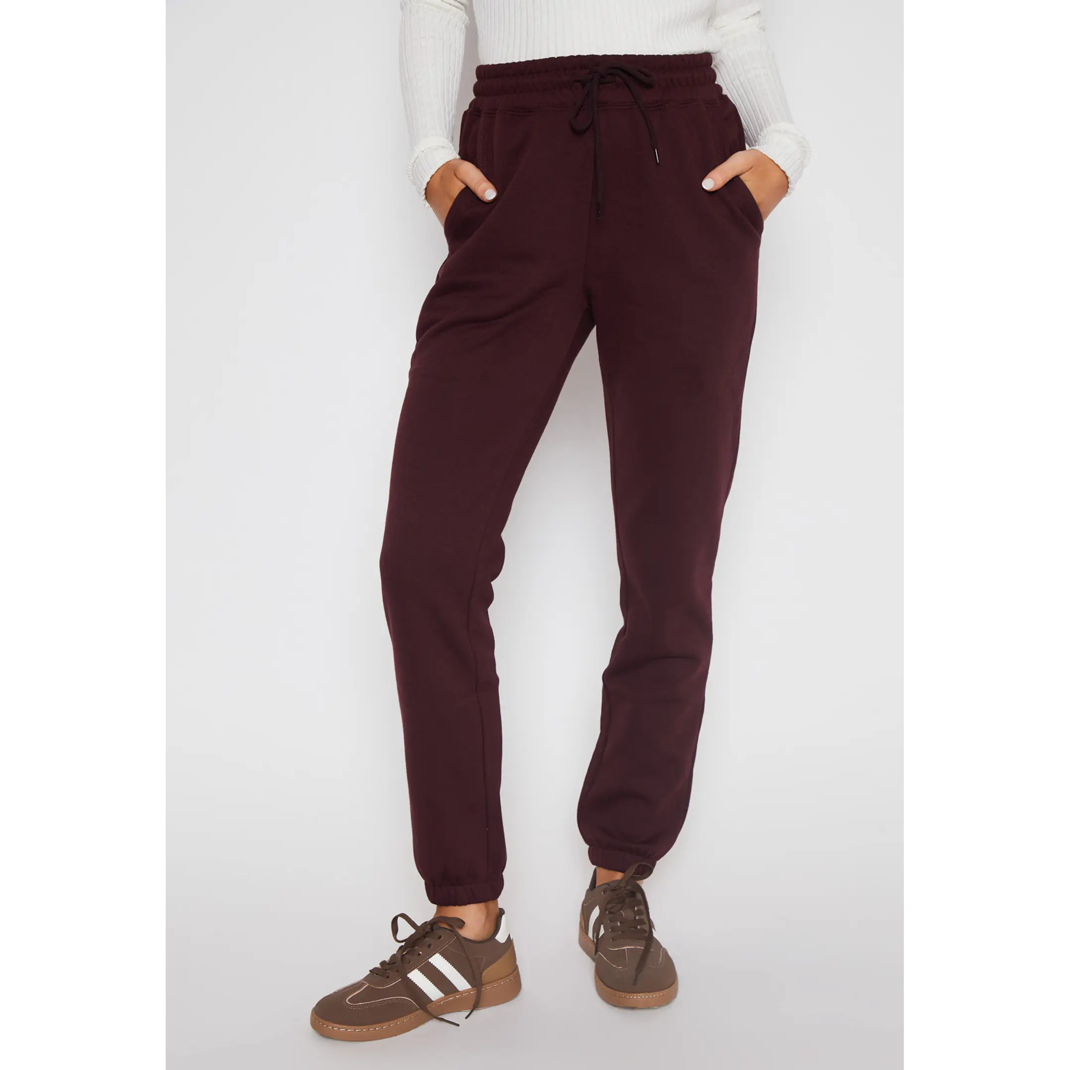 Pantalón Buzo Basic Puño Mujer Burdeo Familyshop 1