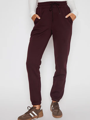 Pantalón Buzo Basic Puño Mujer Burdeo Familyshop