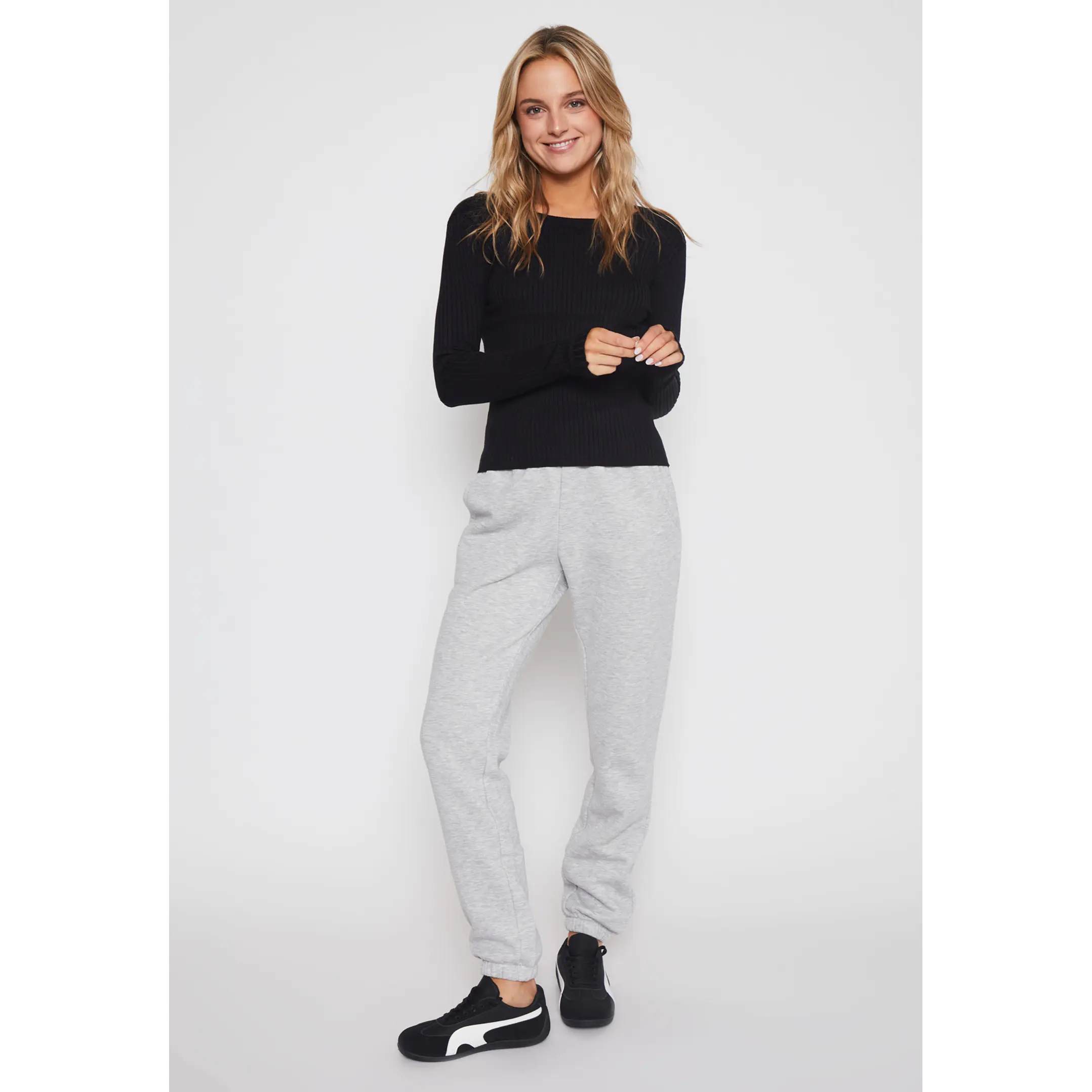 Pantalón Buzo Basic Puño Mujer Gris Familyshop 4
