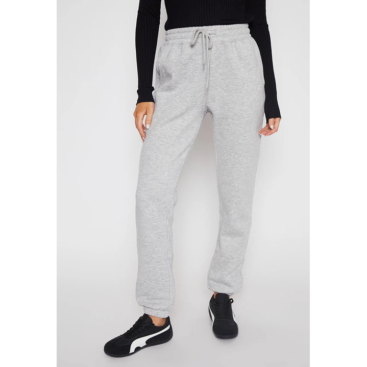 Pantalón Buzo Basic Puño Mujer Gris Familyshop 1