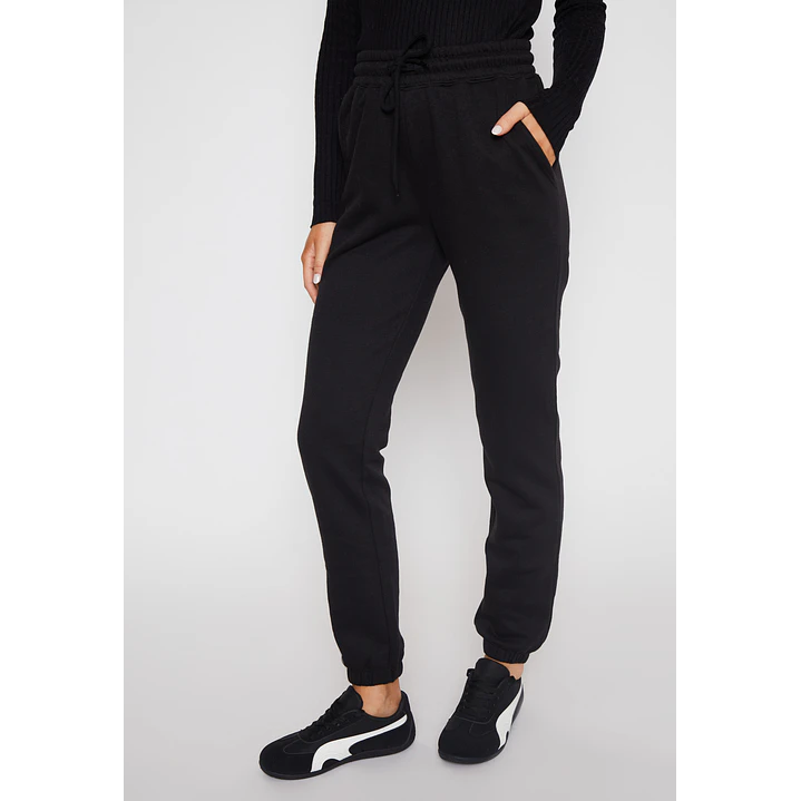 Pantalón Buzo Basic Puño Mujer Negro Familyshop 1