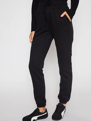 Pantalón Buzo Basic Puño Mujer Negro Familyshop