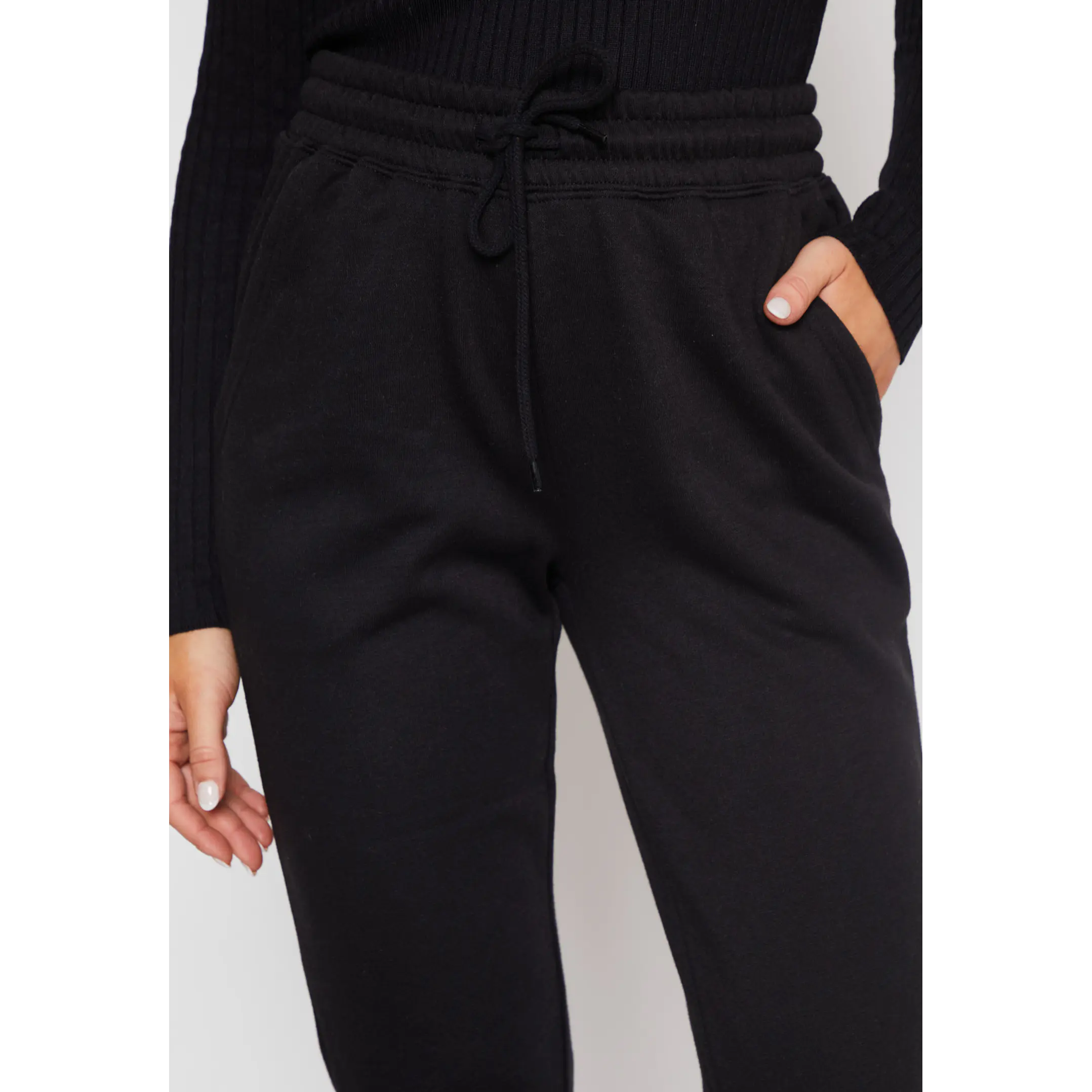 Pantalón Buzo Basic Puño Mujer Negro Familyshop 3