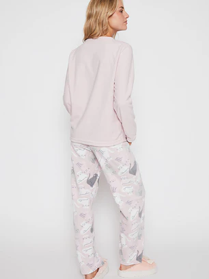 Pijama Polar Cat Mujer Rosado Familyshop
