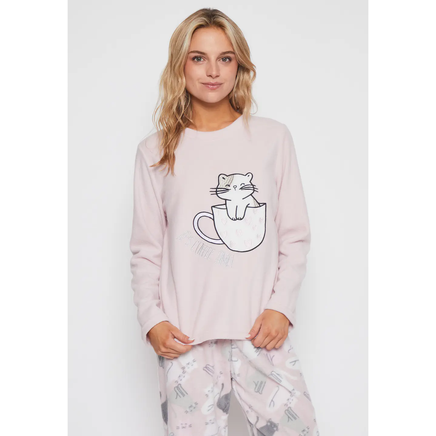 Pijama Polar Cat Mujer Rosado Familyshop 3