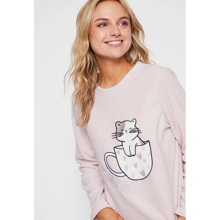 Pijama Polar Cat Mujer Rosado Familyshop 4